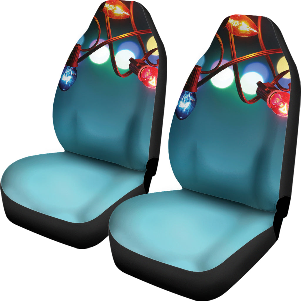 LED Christmas String Lights Print Universal Fit Car Seat Covers