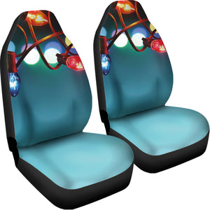 LED Christmas String Lights Print Universal Fit Car Seat Covers