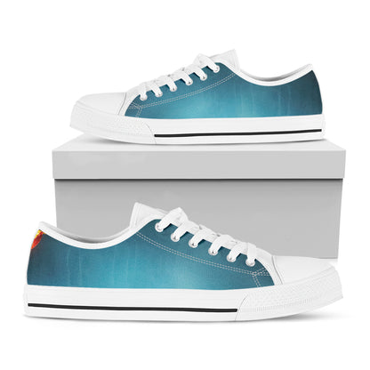 LED Christmas String Lights Print White Low Top Shoes