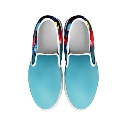 LED Christmas String Lights Print White Slip On Shoes