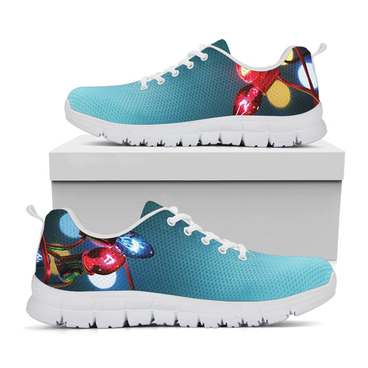LED Christmas String Lights Print White Sneakers