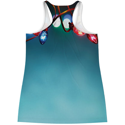 LED Christmas String Lights Print Women's Racerback Tank Top
