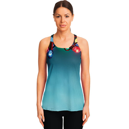 LED Christmas String Lights Print Women's Racerback Tank Top