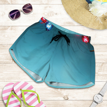LED Christmas String Lights Print Women's Shorts