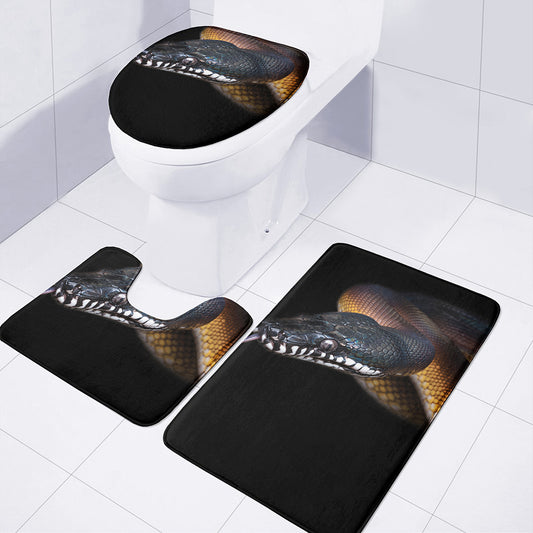 Leiopython Snake Print 3 Piece Bath Mat Set