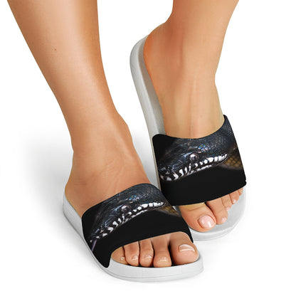 Leiopython Snake Print White Slide Sandals