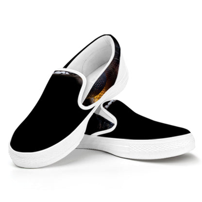 Leiopython Snake Print White Slip On Shoes