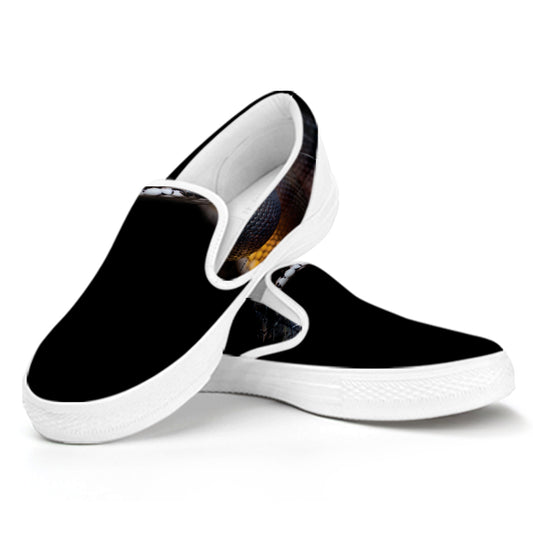 Leiopython Snake Print White Slip On Shoes