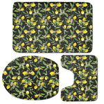 Lemon And Flower Pattern Print 3 Piece Bath Mat Set