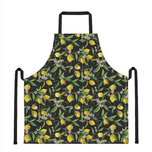 Lemon And Flower Pattern Print Apron