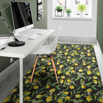 Lemon And Flower Pattern Print Area Rug