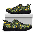 Lemon And Flower Pattern Print Black Running Shoes