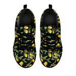 Lemon And Flower Pattern Print Black Sneakers