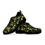 Lemon And Flower Pattern Print Black Sneakers