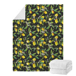 Lemon And Flower Pattern Print Blanket