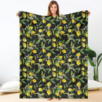 Lemon And Flower Pattern Print Blanket