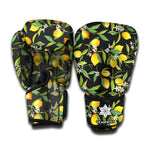 Lemon And Flower Pattern Print Boxing Gloves