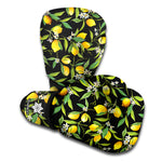 Lemon And Flower Pattern Print Boxing Gloves