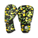 Lemon And Flower Pattern Print Boxing Gloves