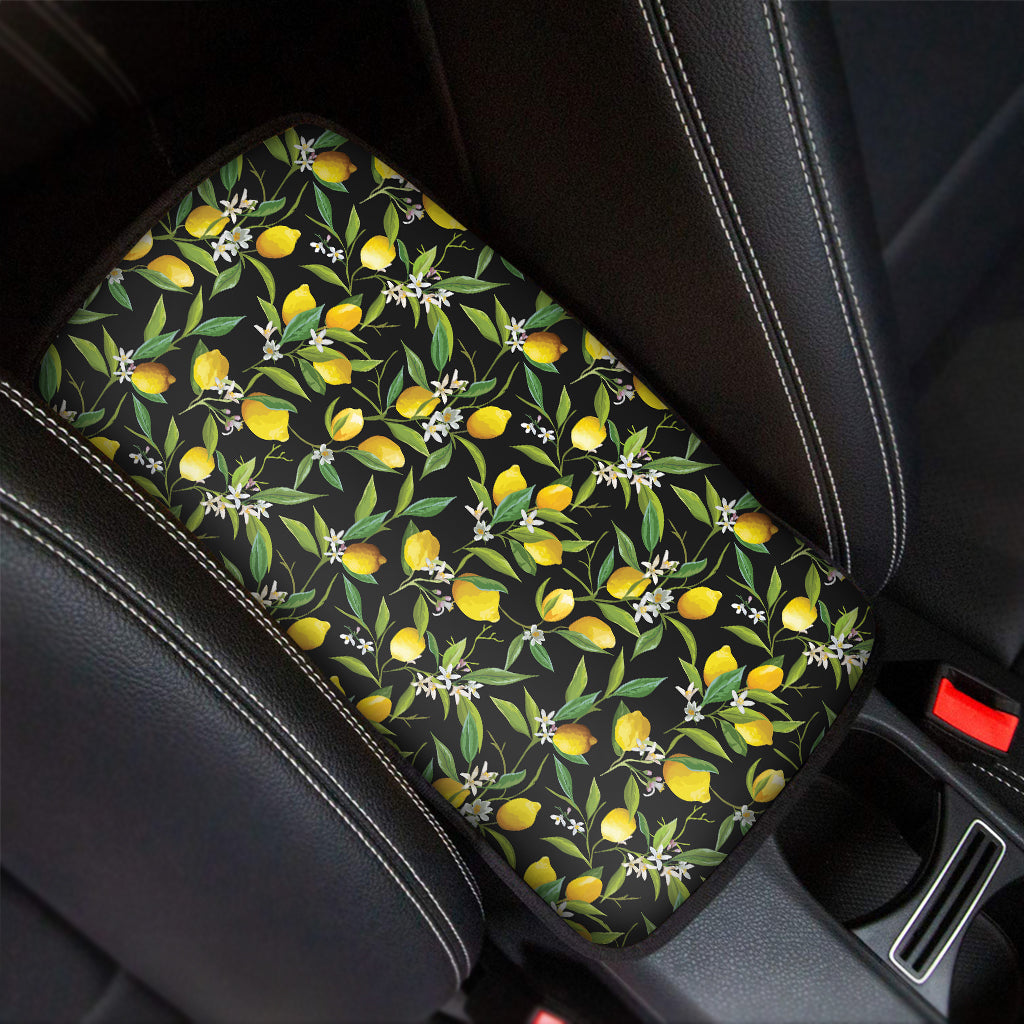 Lemon And Flower Pattern Print Car Center Console Cover