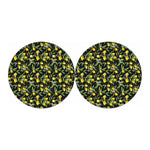 Lemon And Flower Pattern Print Car Coasters