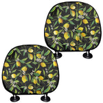Lemon And Flower Pattern Print Car Headrest Covers