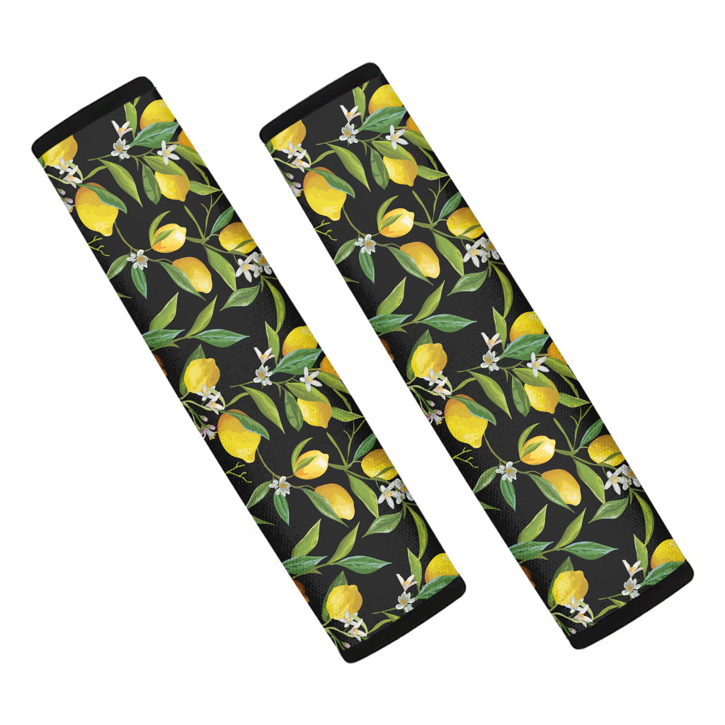 Lemon And Flower Pattern Print Car Seat Belt Covers