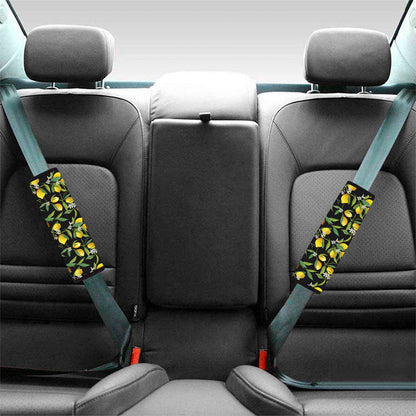 Lemon And Flower Pattern Print Car Seat Belt Covers