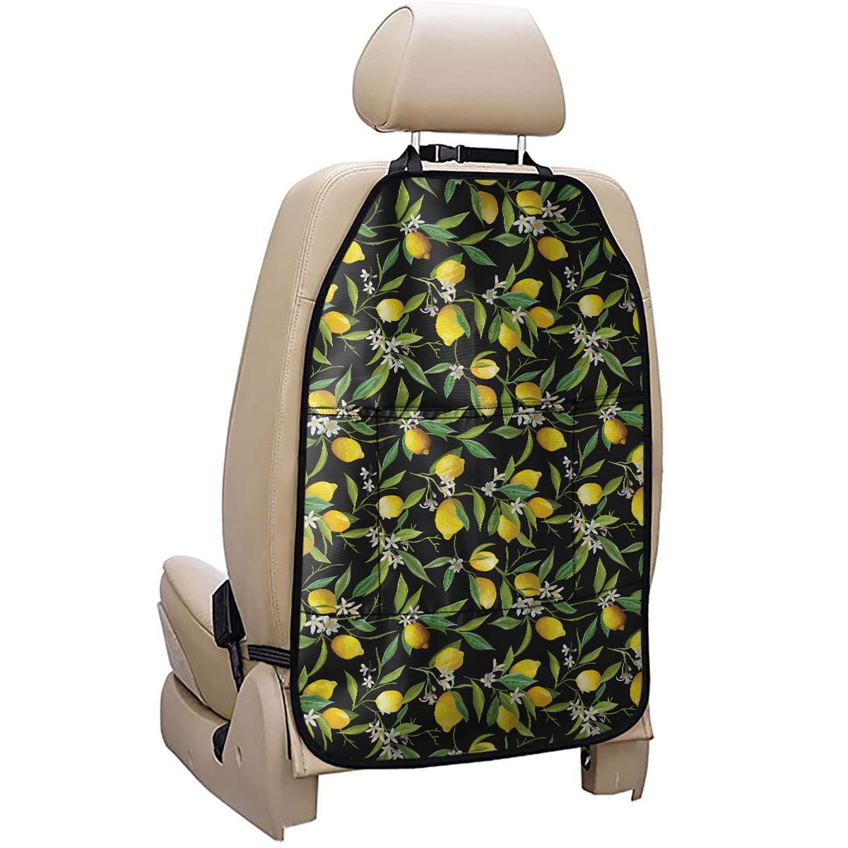 Lemon And Flower Pattern Print Car Seat Organizers