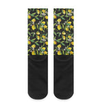 Lemon And Flower Pattern Print Crew Socks