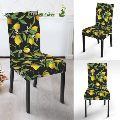Lemon And Flower Pattern Print Dining Chair Slipcover