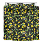 Lemon And Flower Pattern Print Duvet Cover Bedding Set