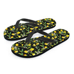 Lemon And Flower Pattern Print Flip Flops