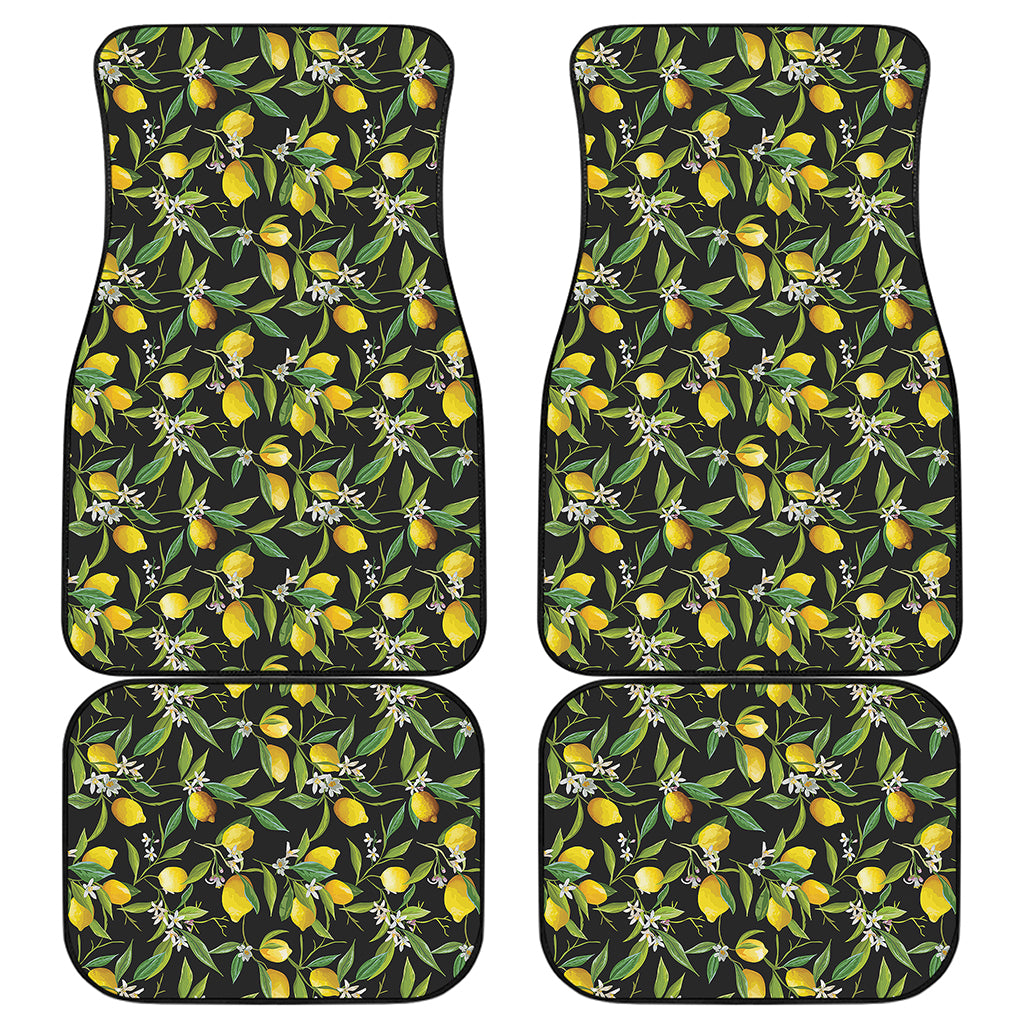 Lemon And Flower Pattern Print Front and Back Car Floor Mats