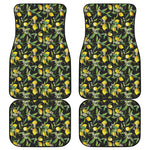 Lemon And Flower Pattern Print Front and Back Car Floor Mats