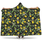 Lemon And Flower Pattern Print Hooded Blanket