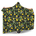Lemon And Flower Pattern Print Hooded Blanket