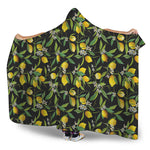 Lemon And Flower Pattern Print Hooded Blanket