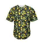 Lemon And Flower Pattern Print Men's Baseball Jersey