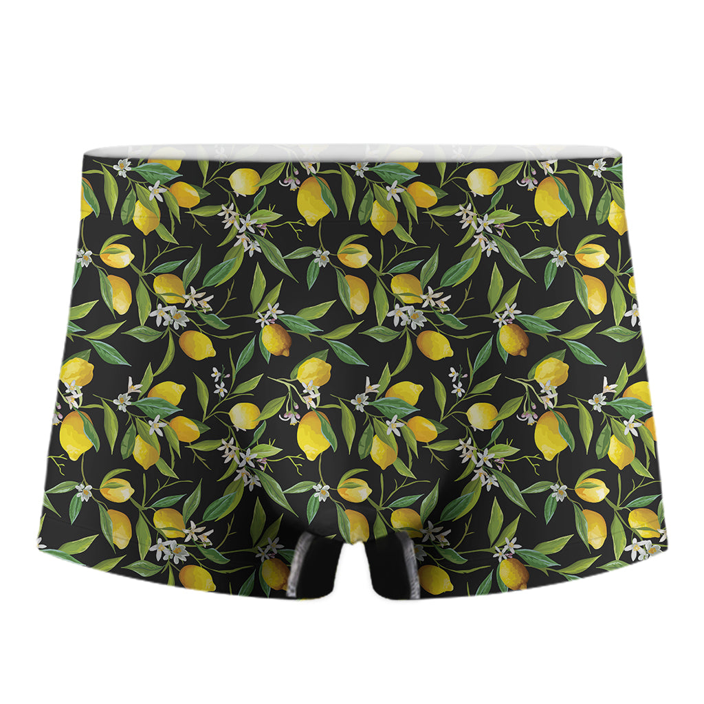 Lemon And Flower Pattern Print Men's Boxer Briefs
