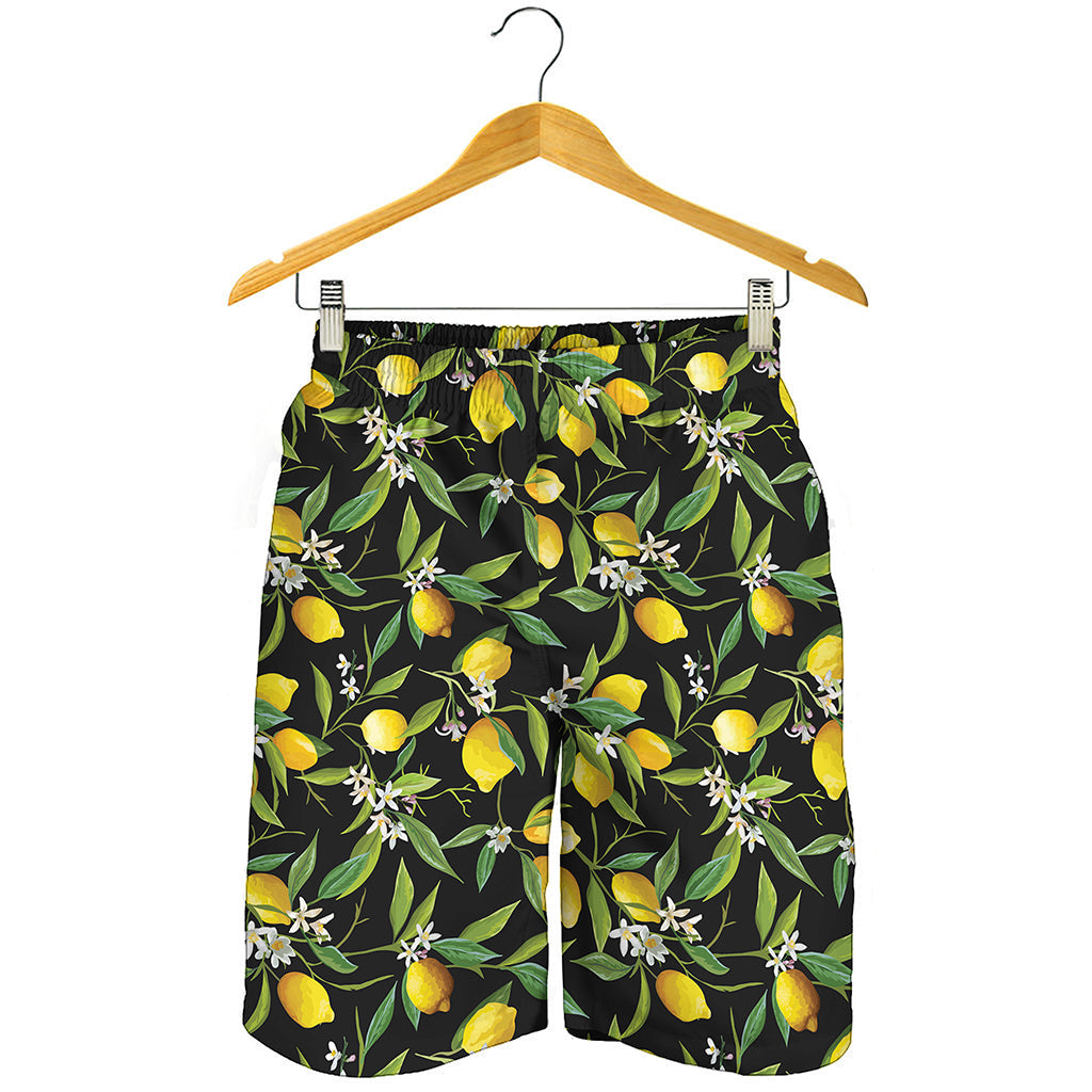 Lemon And Flower Pattern Print Men's Shorts