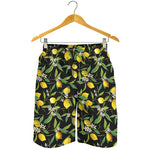 Lemon And Flower Pattern Print Men's Shorts