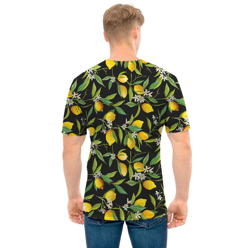 Lemon And Flower Pattern Print Men's T-Shirt