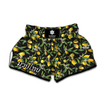Lemon And Flower Pattern Print Muay Thai Boxing Shorts