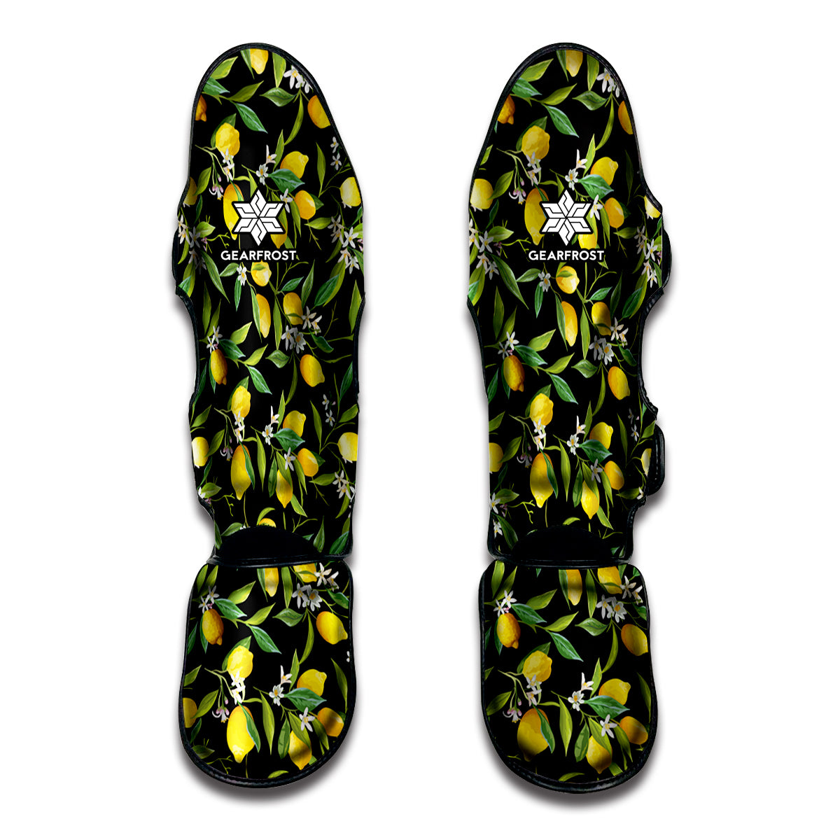 Lemon And Flower Pattern Print Muay Thai Shin Guard