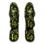 Lemon And Flower Pattern Print Muay Thai Shin Guard