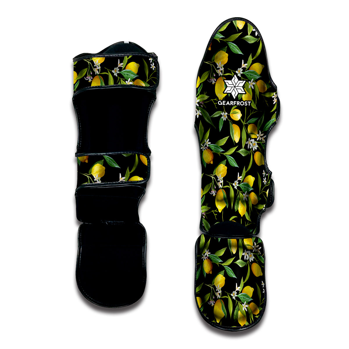 Lemon And Flower Pattern Print Muay Thai Shin Guard