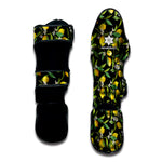 Lemon And Flower Pattern Print Muay Thai Shin Guard
