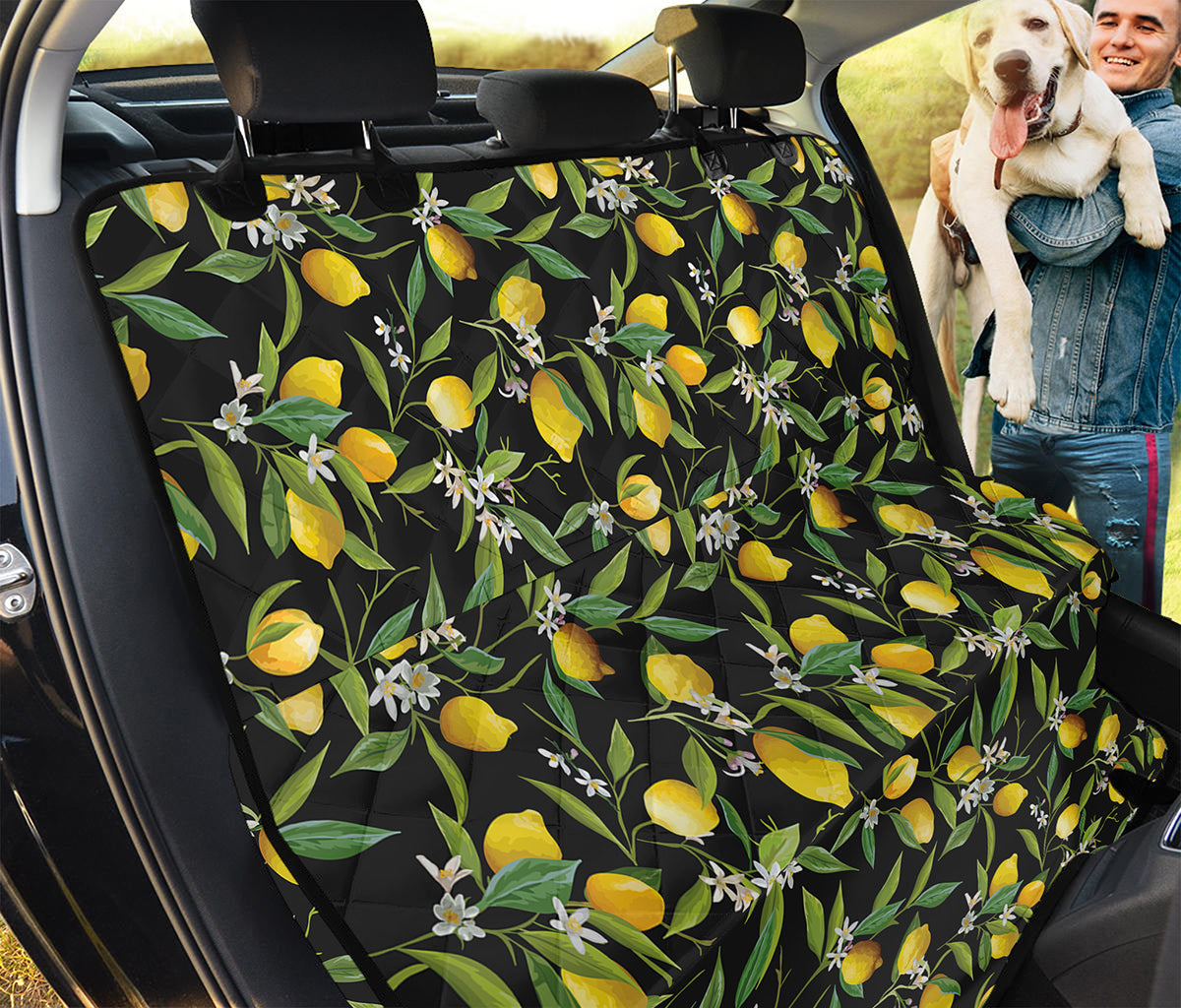 Lemon And Flower Pattern Print Pet Car Back Seat Cover