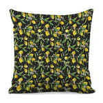 Lemon And Flower Pattern Print Pillow Cover